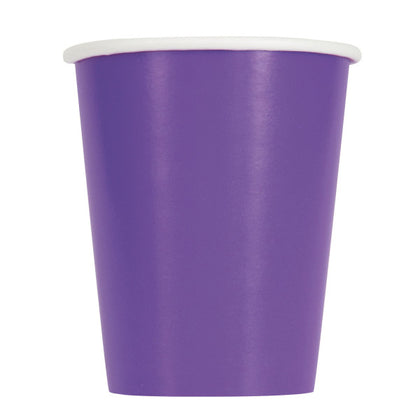 Pack of 14 Neon Purple Solid 9oz Paper Cups