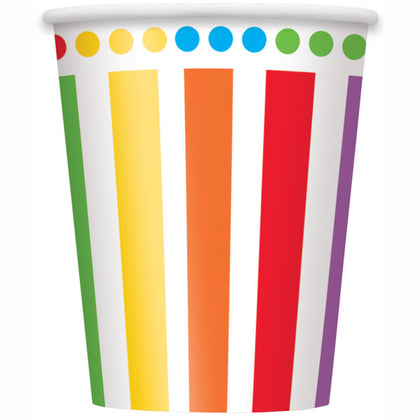 Pack of 8 Rainbow Birthday 9oz Paper Cups