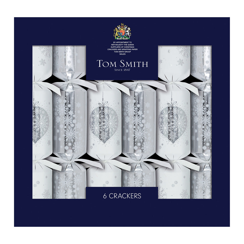 Pack of 6 14" Silver Premium Christmas Dinner Crackers