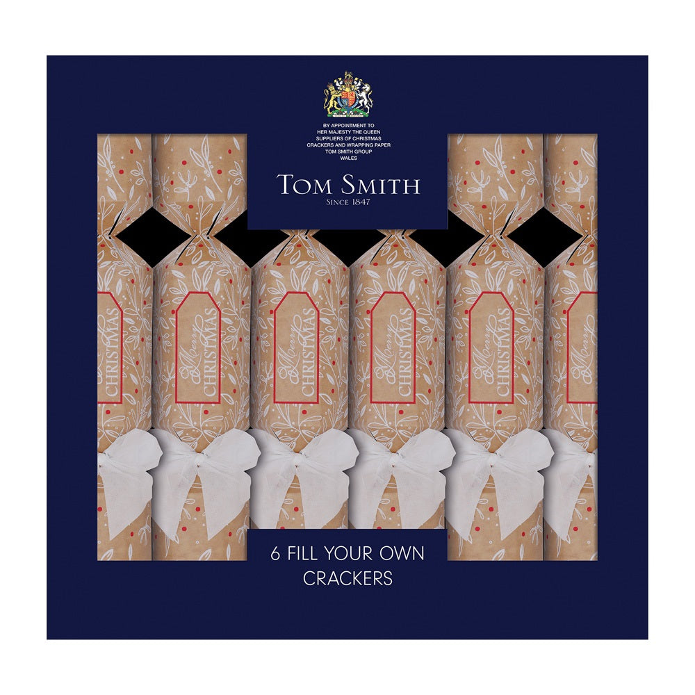 Pack of 6 14" Fill Your Own Kraft Christmas Dinner Crackers