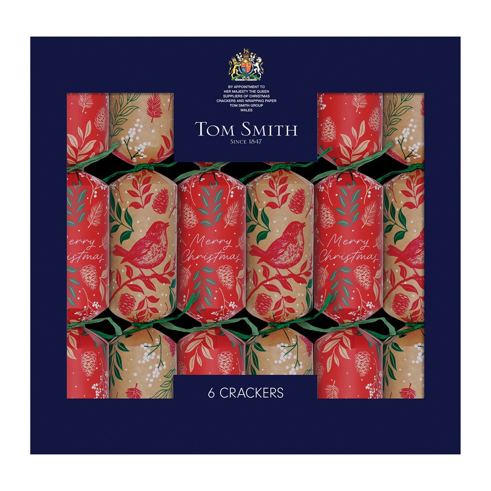 Pack of 6 14" Robin Premium Christmas Dinner Crackers