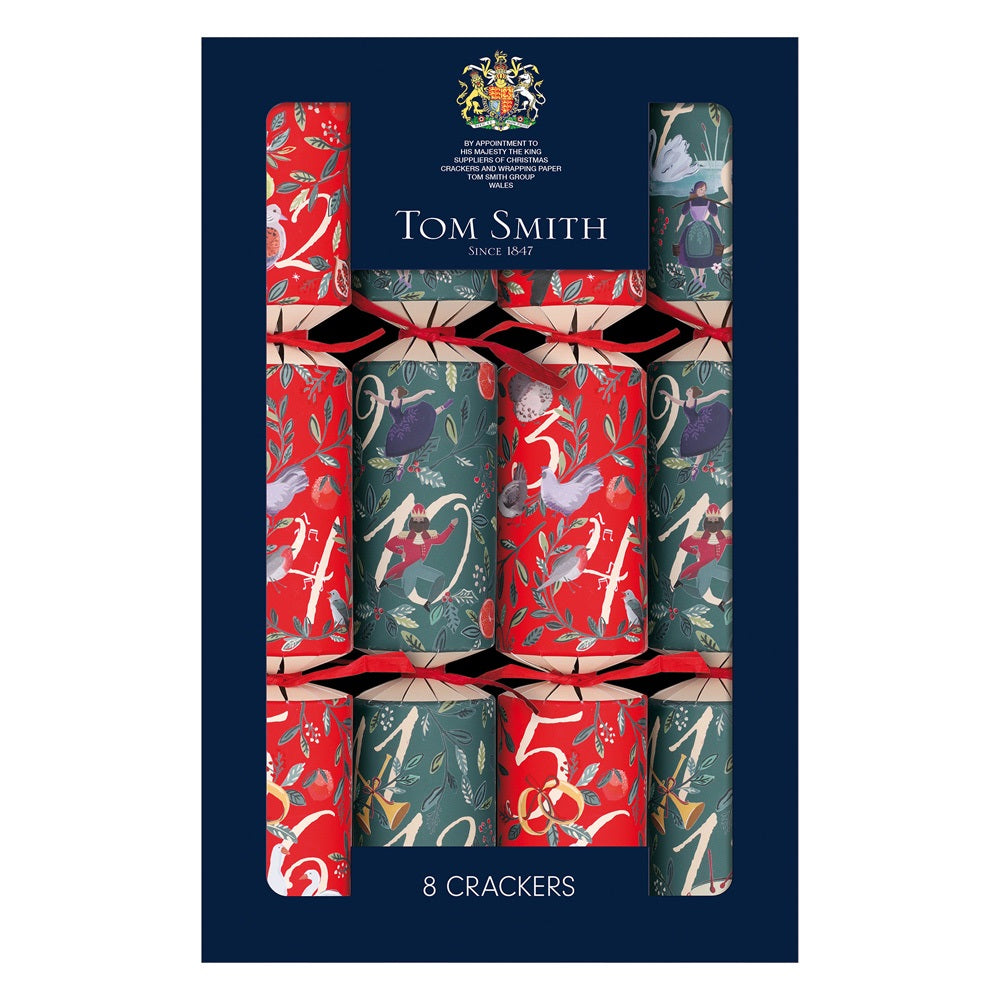 Pack of 8 12.5" 12 Days Family Christmas Dinner Crackers