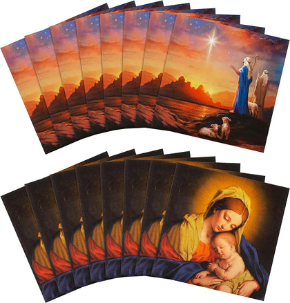 Traditional Religious 2 Designs, Pack of 16 Charity Christmas Cards