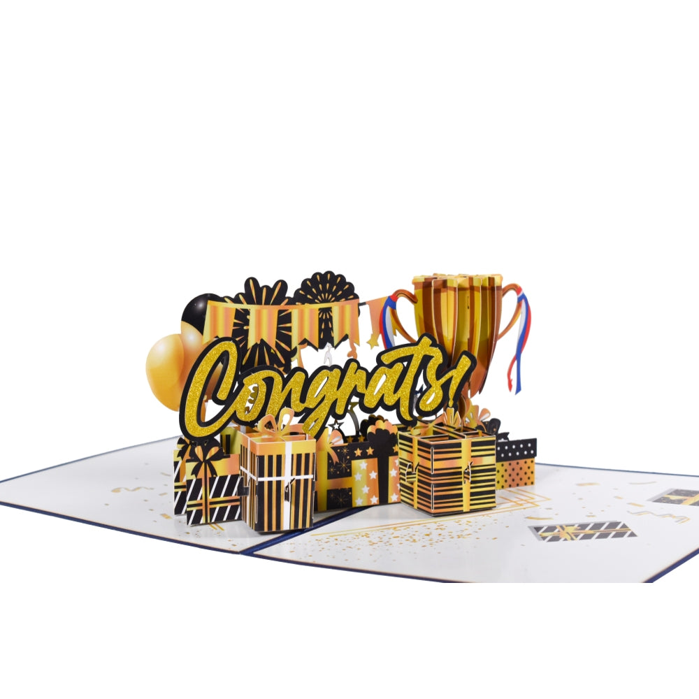 Victory Cheers Trophy 3D Pop-Up Celebration Congratulations Card