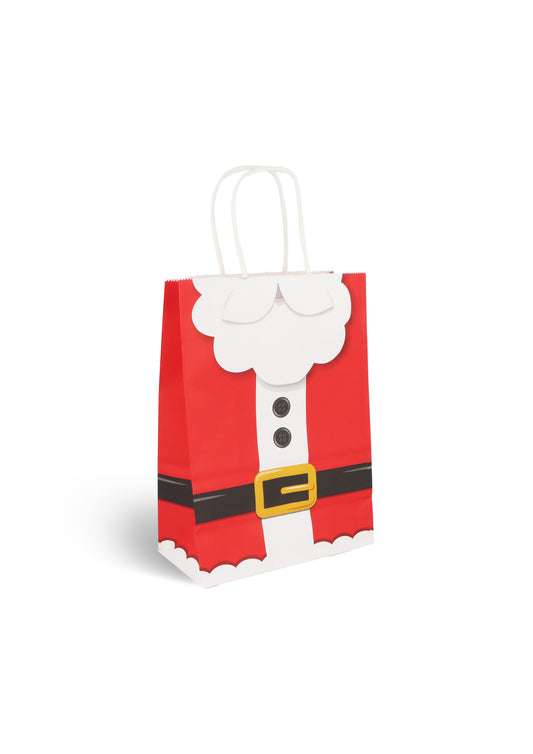 Pack of 12 Santa Claus Christmas Paper Bags with Handles (16 x 22 x 8cm)