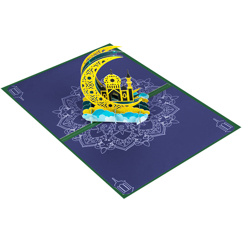 Peace and Joy Crescent Blessings Eid 3D Pop Up Greeting Card