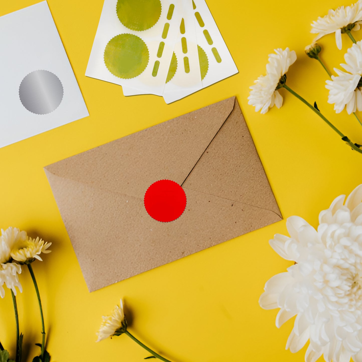 Pack of 6 Silver Foil Company Seals Labels 50mm