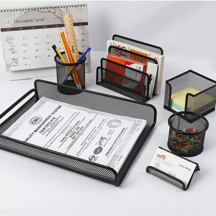 6 Pieces Wire Mesh Office File Tray Organizer Set