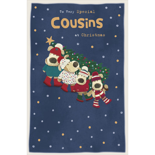 Boofles Holding Xmas Tree Cousins Christmas Card