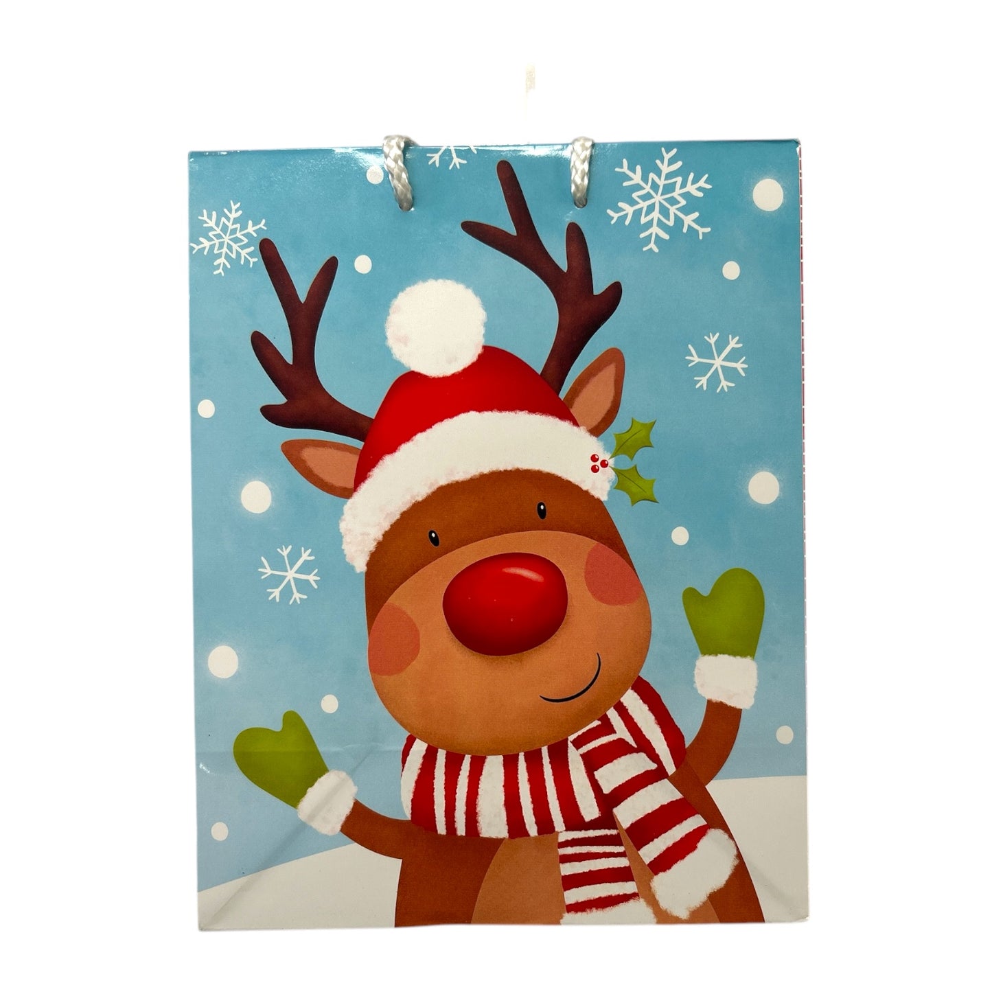Pack of 12 Cute Reindeer Medium (23.5cm x18cm x10cm) Christmas Gift Bags