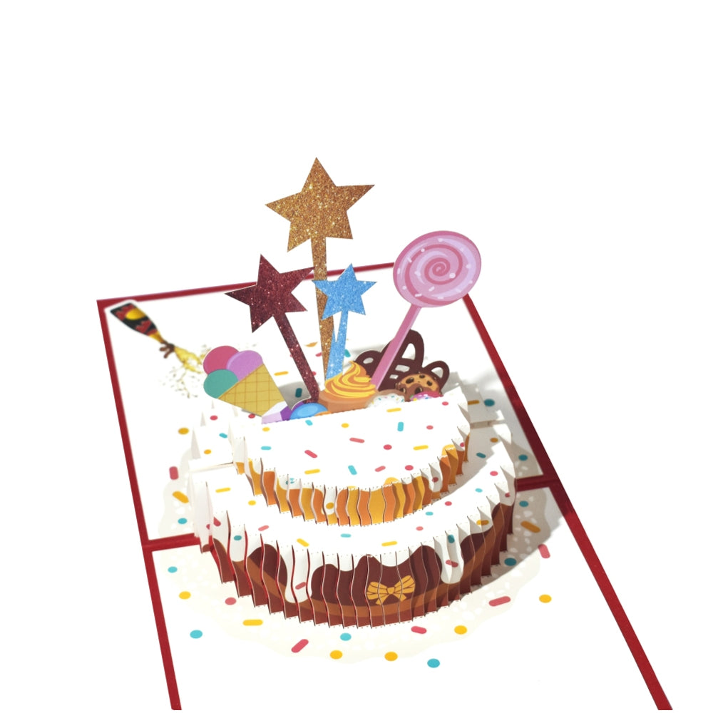 Red Cake and Sprinkles Design 3D Pop Up Birthday Card