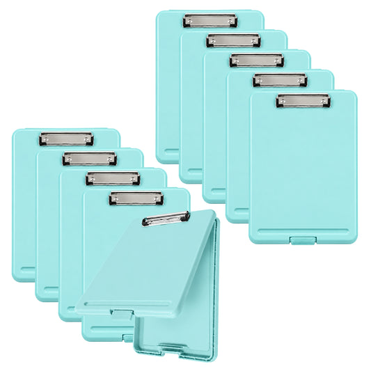 Pack of 10 A4 Pastel Blue Plastic Clipboard Box File - Storage Filing Case