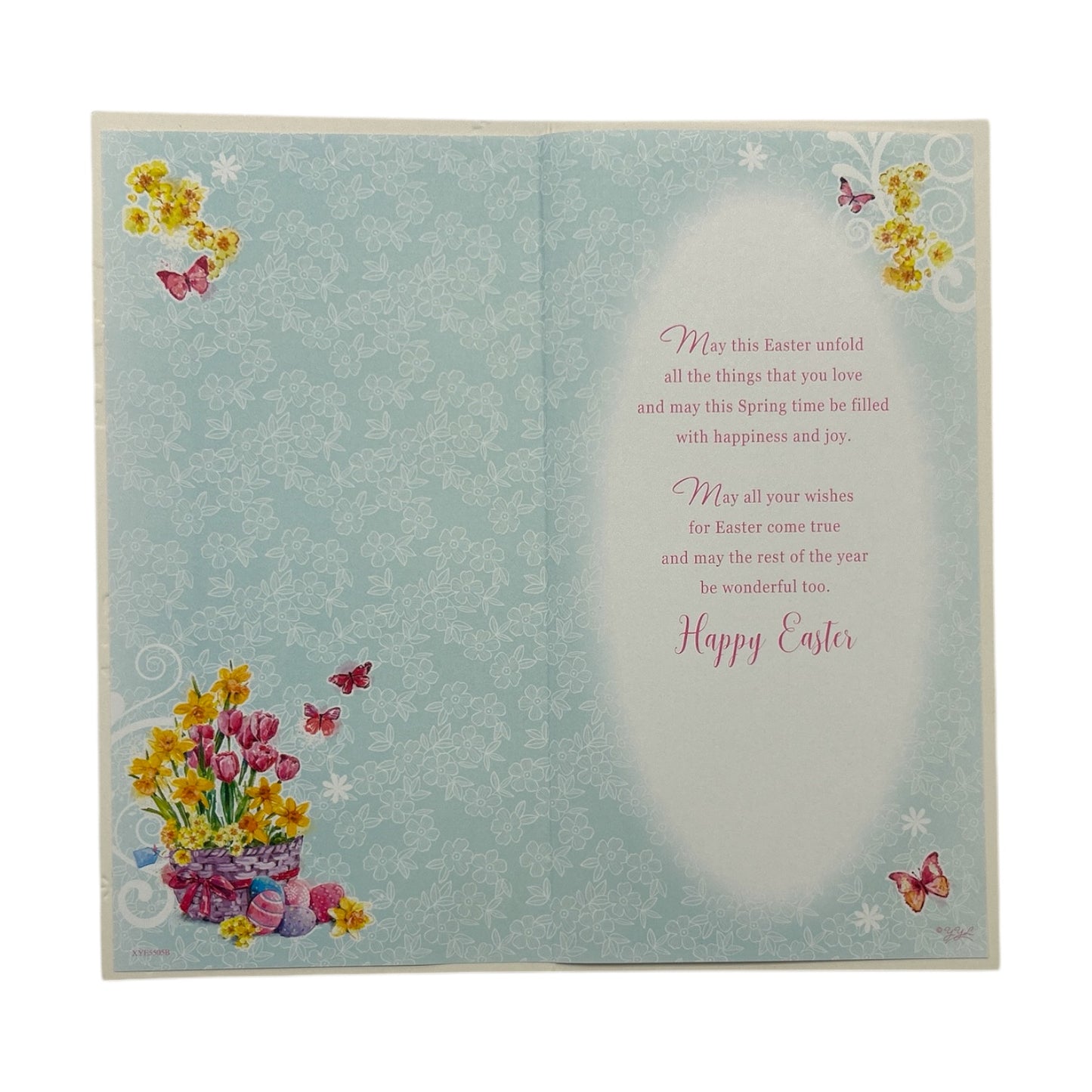 From Both Of Us Basket of Flowers and Eggs Design Easter Card