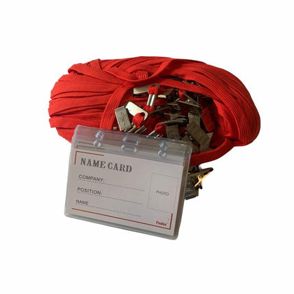 50 Sets of Name Badges with Red Lanyards