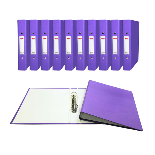 Pack of 5 A5 Purple Paper Over Board Ring Binders by Janrax