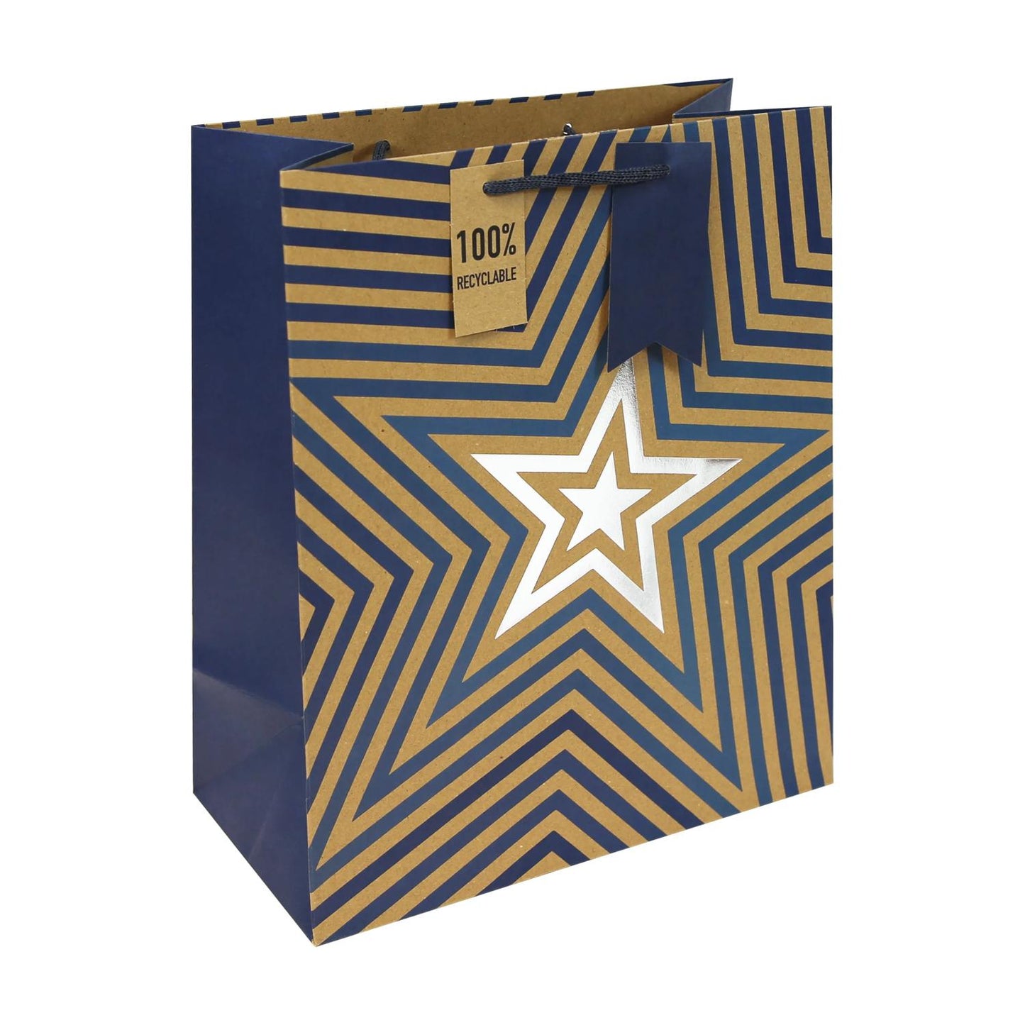 Kraft Blue Stars Large Gift Bag