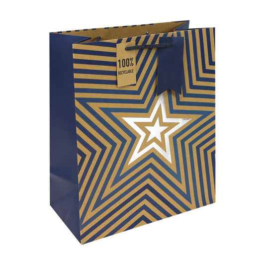 Kraft Blue Stars Large Gift Bag
