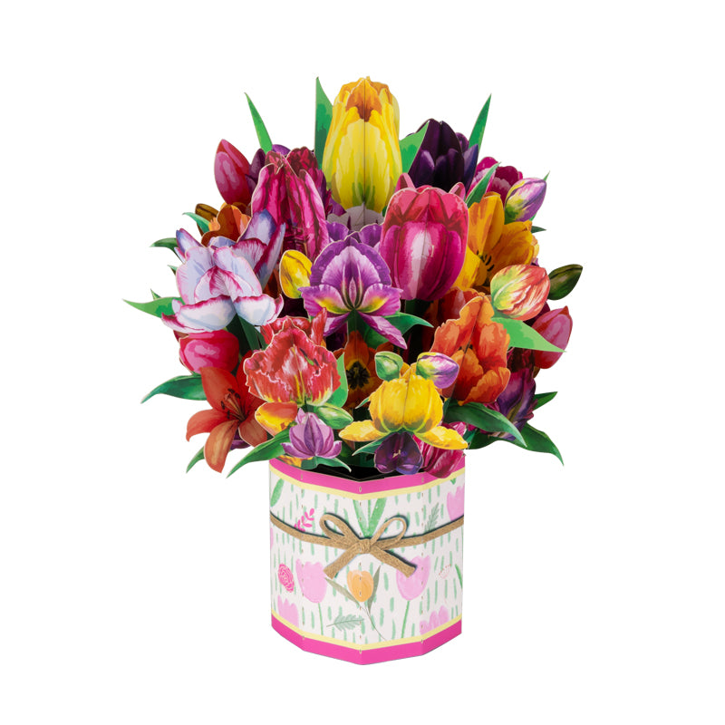 A Burst of Spring Tulip Bouquet 3D Pop Up Greeting Card
