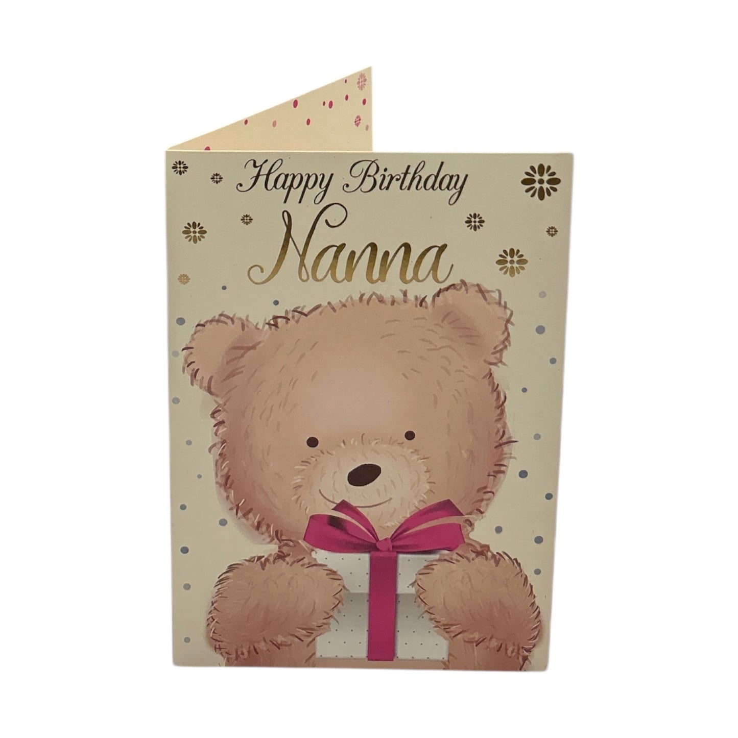 For Nanna Teddy With Gift Design Birthday Card