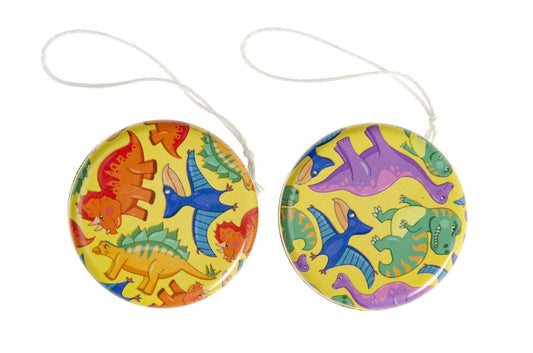 Pack of 12 Metal Yo-Yo Dinosaur Theme Return Tops