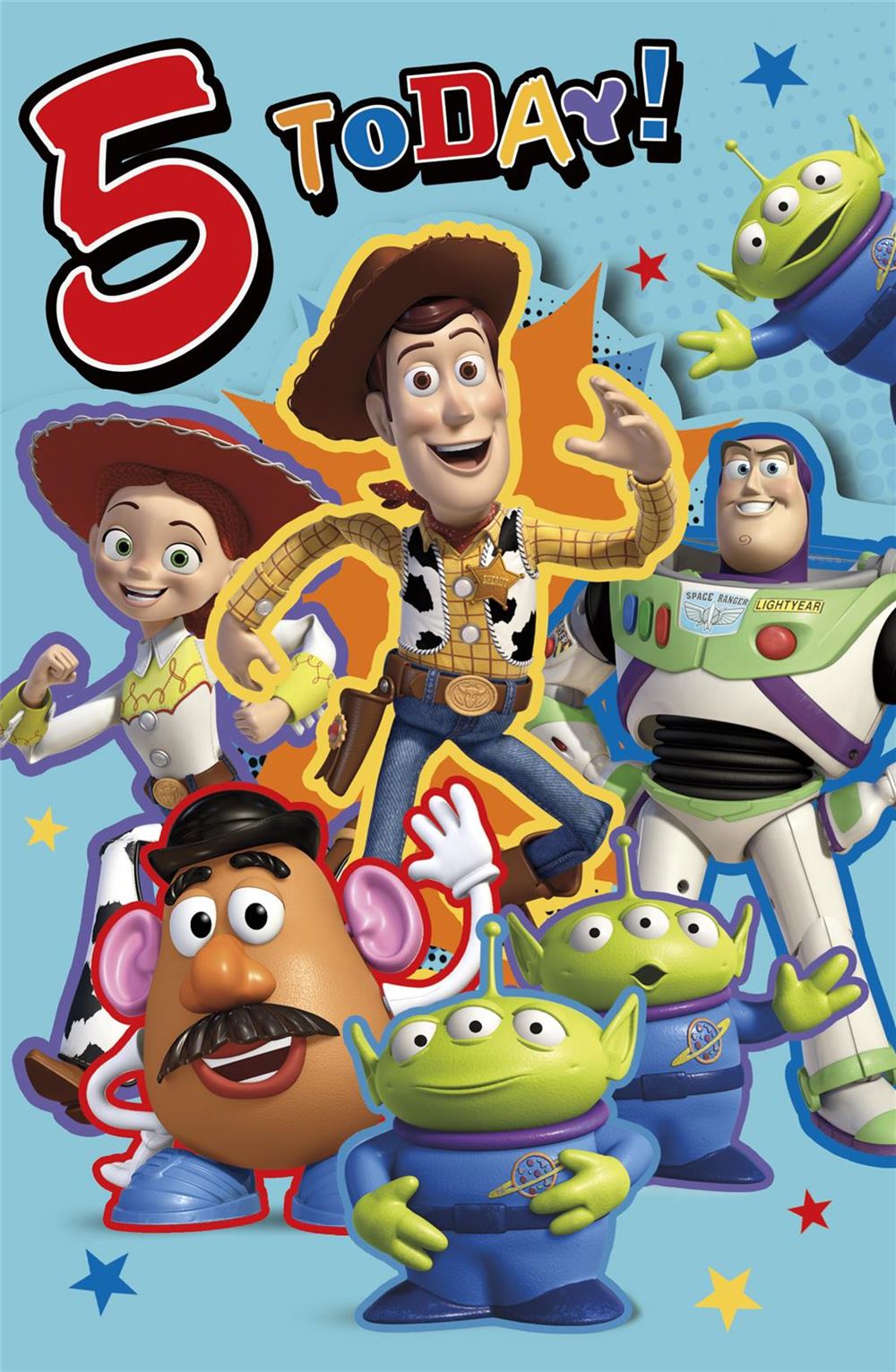 Toy Story Featuring Woody, Buzz Lightyear and Friends Design 5th Birthday Card