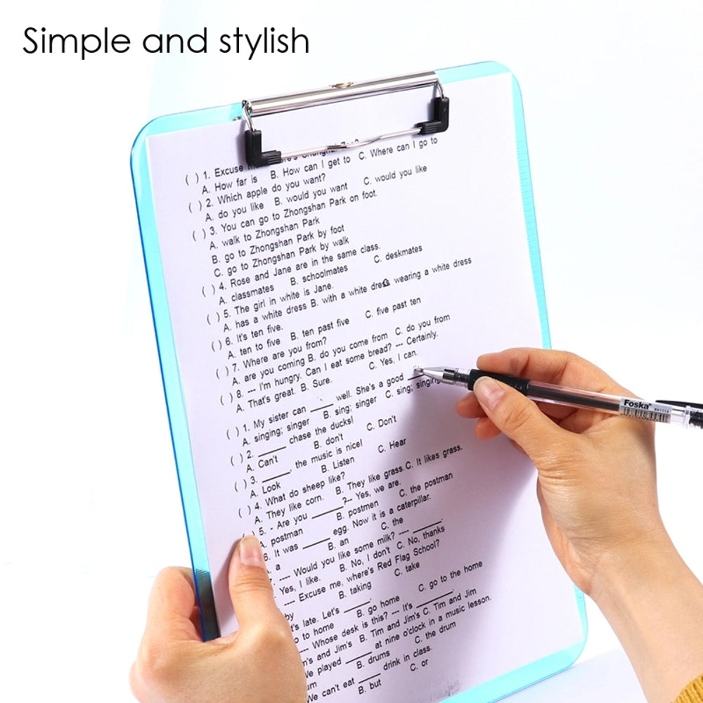 Pack of 8 A4 Coloured Translucent Clipboard Writing Board with cm/Inch Engraved Ruler