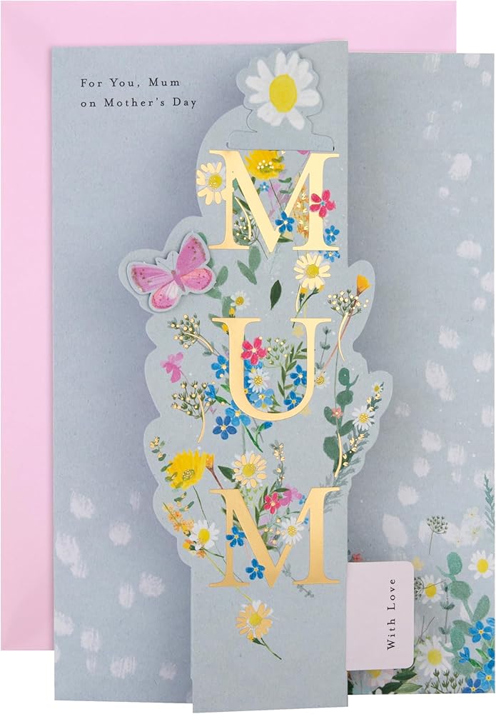 Florals Butterfly With Keepsake Bookmark Mum Mother's Day Card