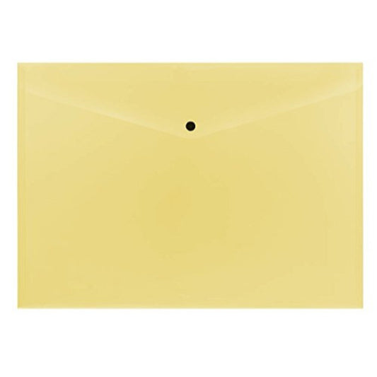 Pack of 12 Janrax A3 Yellow Document Wallets - Button Stud Folder
