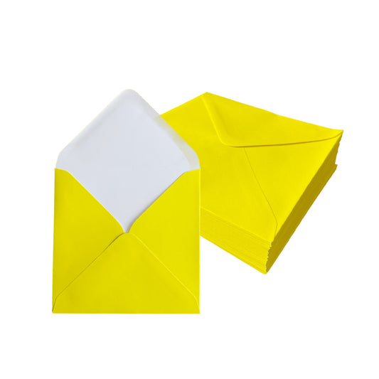 Pack of 50 Vivid Mellow Yellow 130x130mm Gummed Envelopes
