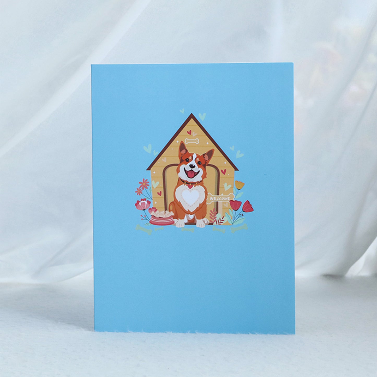 Dog in Doghouse 3D Pop Up Greeting Card - Puppy Pet Birthday Vacation Anniversary Love Mother
