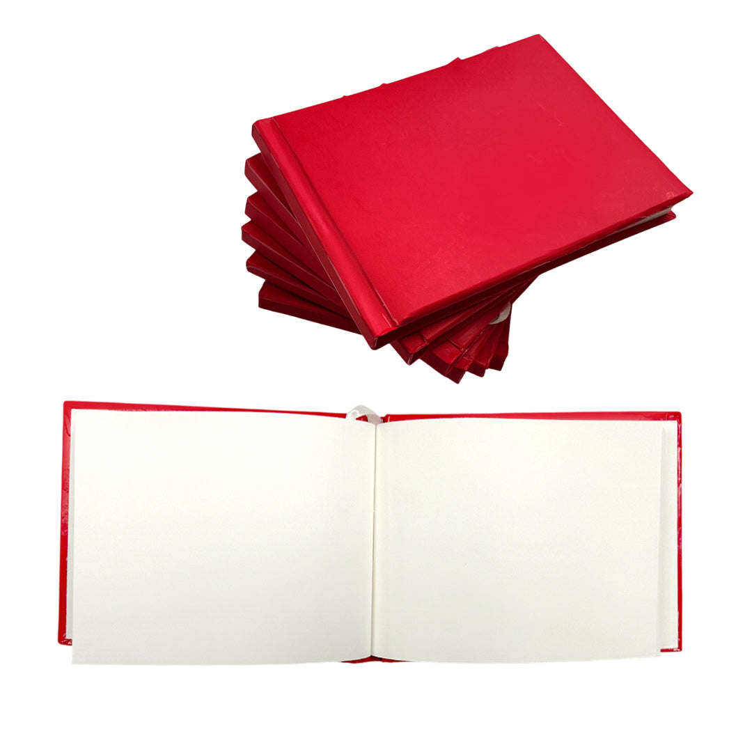 Pack of 24 Plain Cover 100 Pages Red Autograph Books – School Leavers Signature, End of Term Memory Book