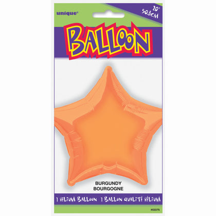 Orange Solid Star Foil Balloon 20