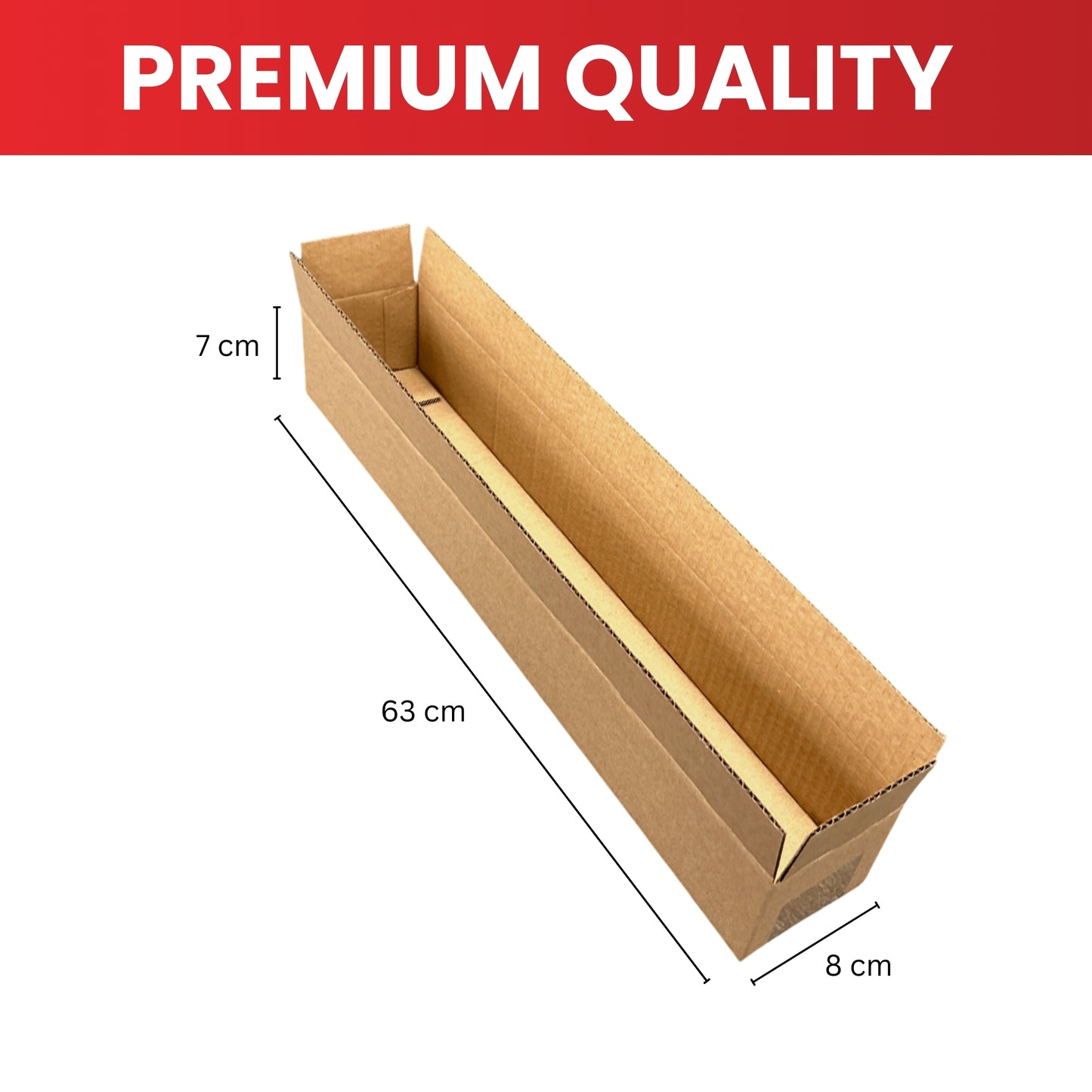 Pack of 10 Cardboard Packing Boxes 8x7x63cm — 3mm Corrugated Flute