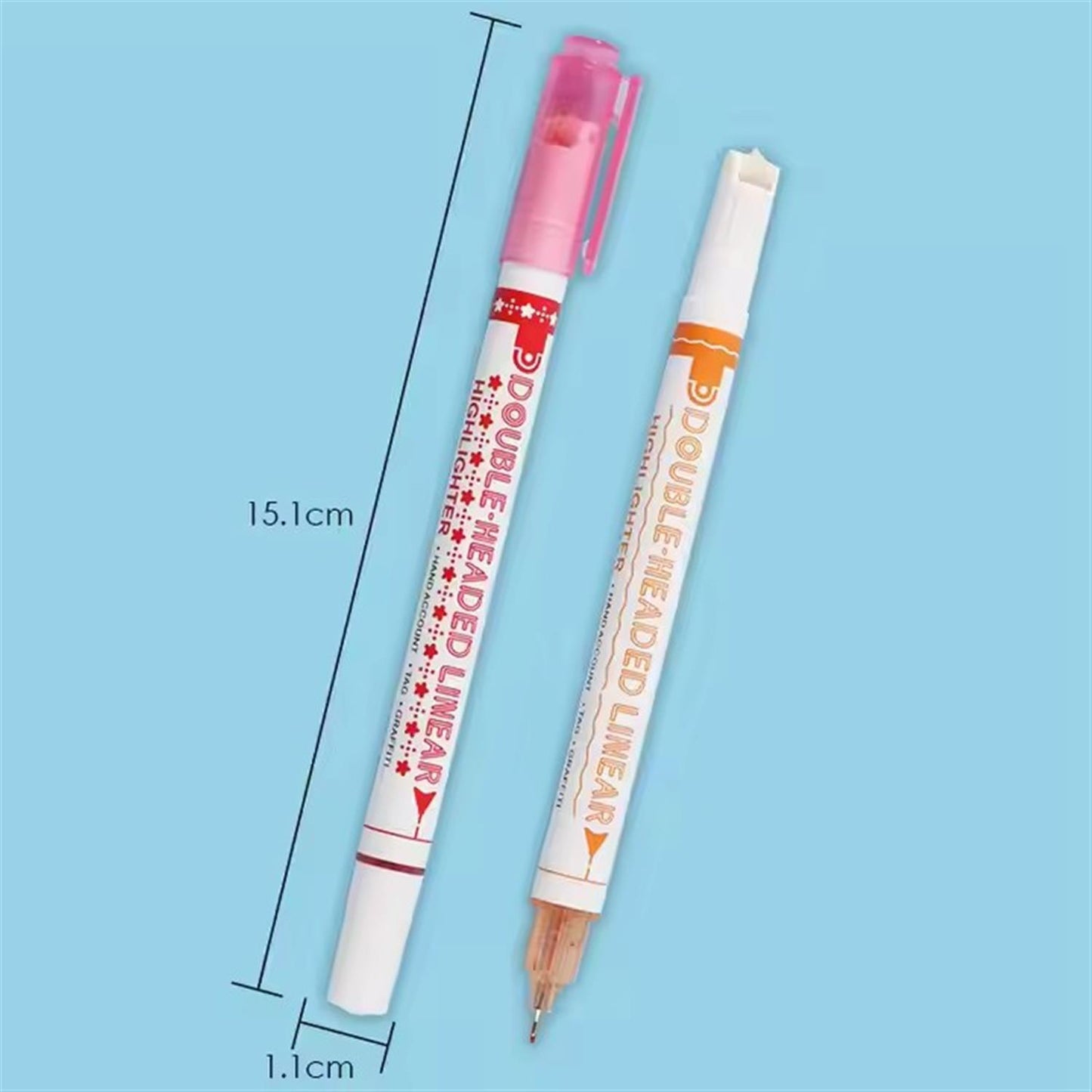 Pack of 6 Double Headed Linear Curved Highlighters