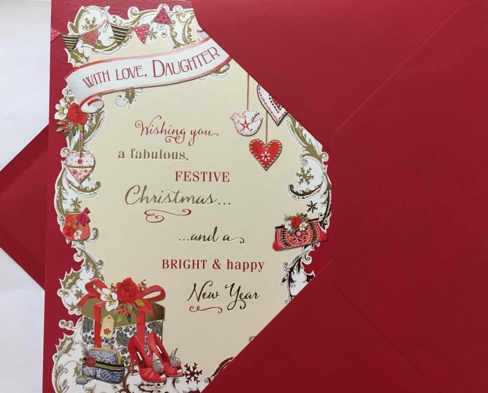 WITH LOVE DAUGHTER TRADITIONAL CHRISTMAS GREETING CARD 