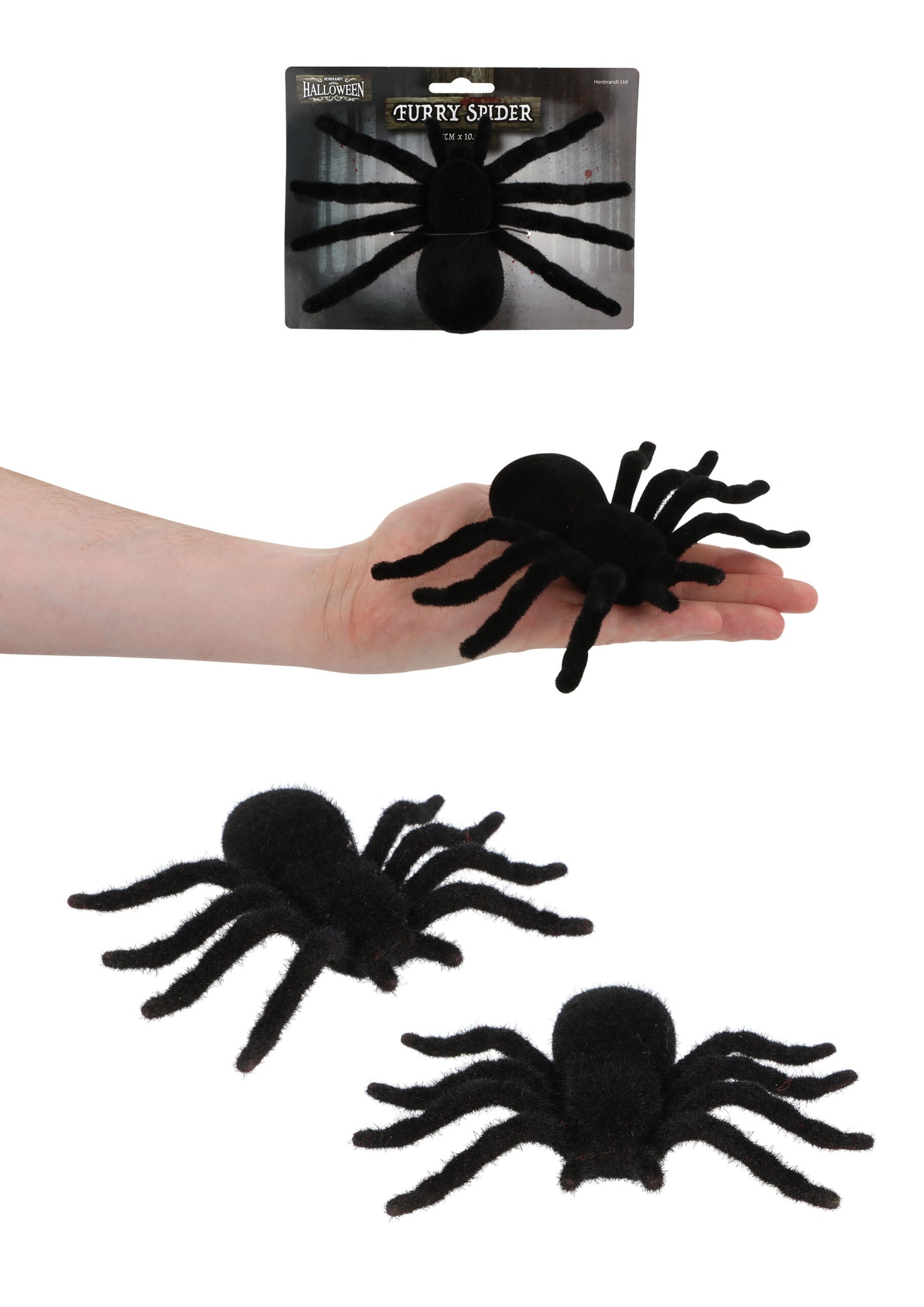 Pack of 6 Furry Spiders Halloween Decoration (17cm x 10cm) - Trick or Treat Party Favours Loot Bag Fillers Indoor Props Novelty Gag Gift Scary Pranks Halloween