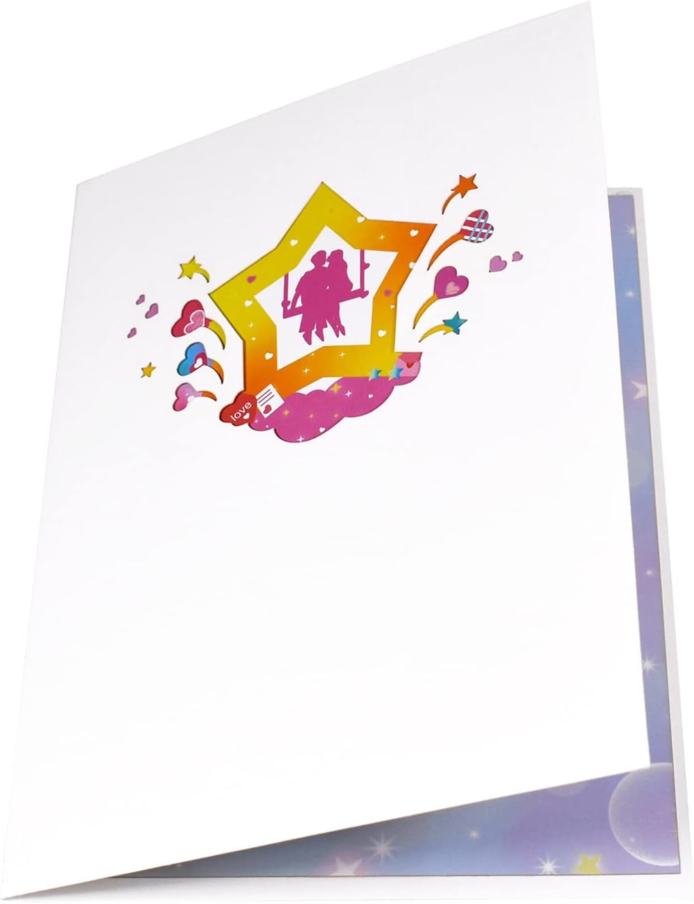 Romantic Couple Star And Hearts Design 3D Pop Up Valentine’s Day Cards