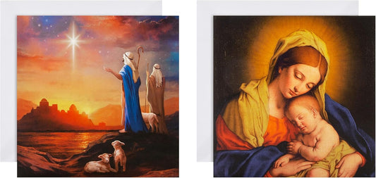 Traditional Religious Nativity Scene 16 Pack 2 Designs Charity Christmas Cards