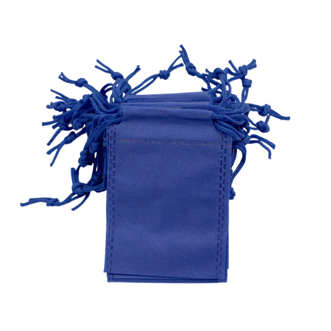 Pack of 100 Blue Coloured 12x9cm Non-Woven Drawstring Bags
