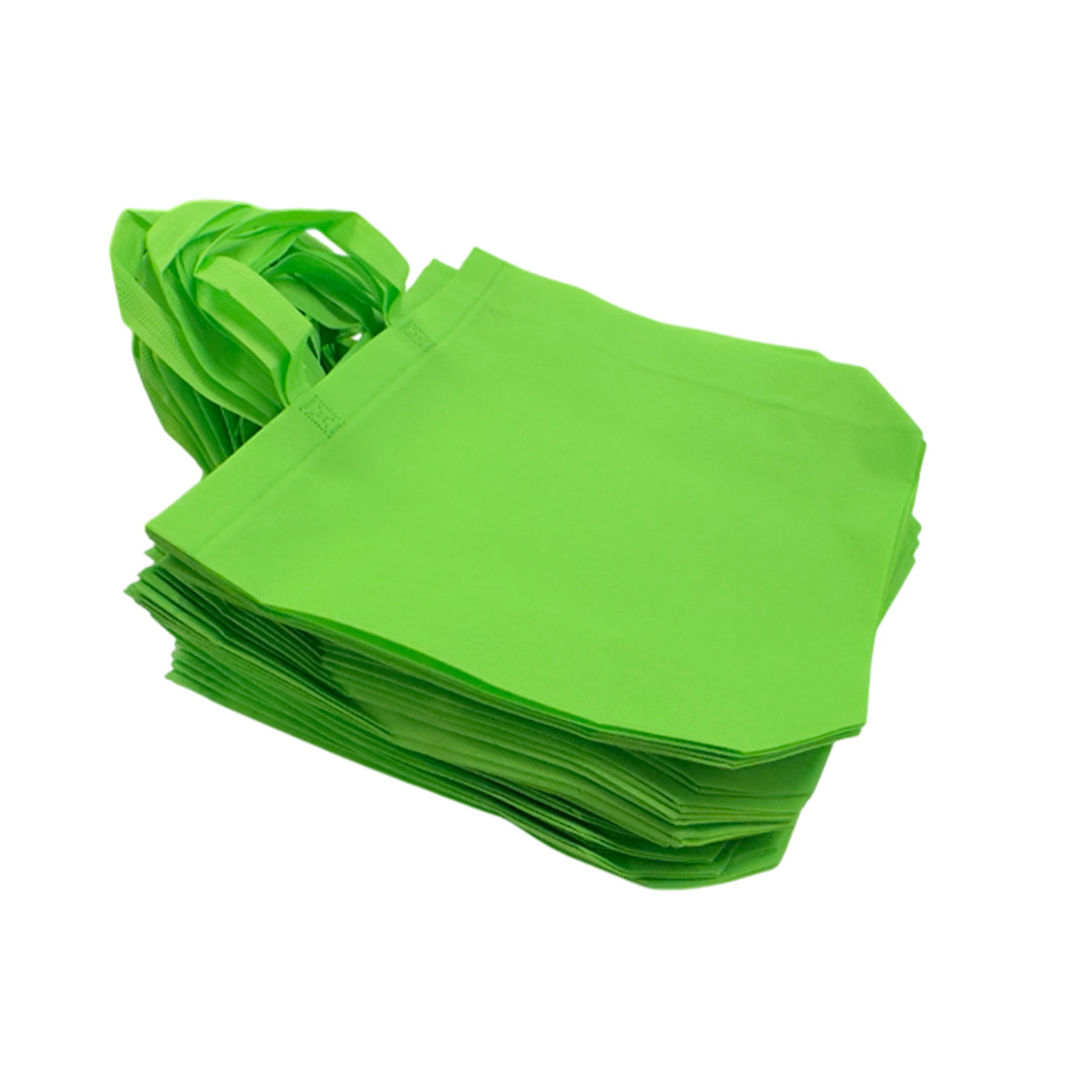 Pack of 25 Light Green Coloured 35x25x10cm Non-Woven Bags with Handle