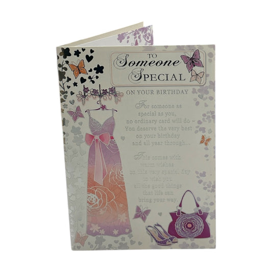 To Someone Special Dress Purse and Shoes Design Birthday Card