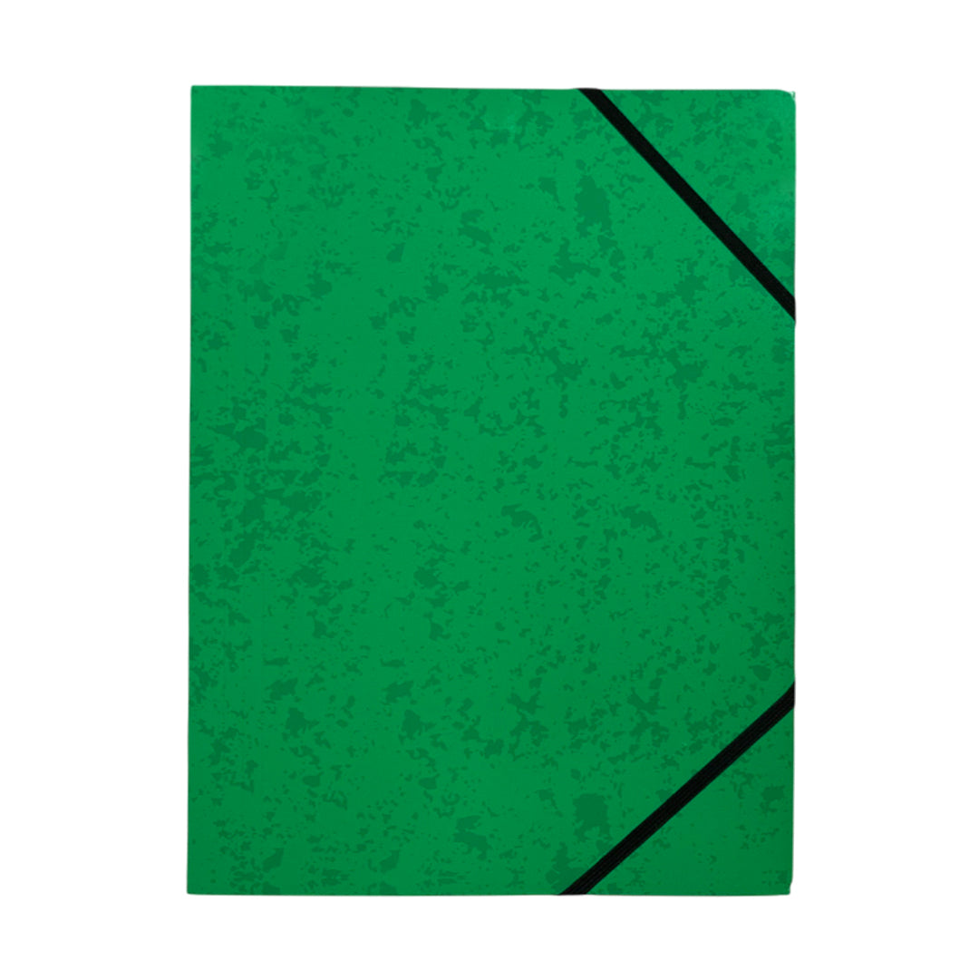 Pack of 12 A4 Green Card 3 Flap Folders With Elastic Closure