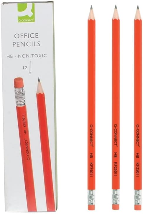Pack of 12 HB Rubber Tipped Office Pencils by Q-Connect