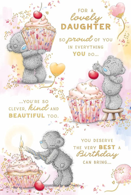 Bear With Cup Cake Lovely Daughter Birthday Card
