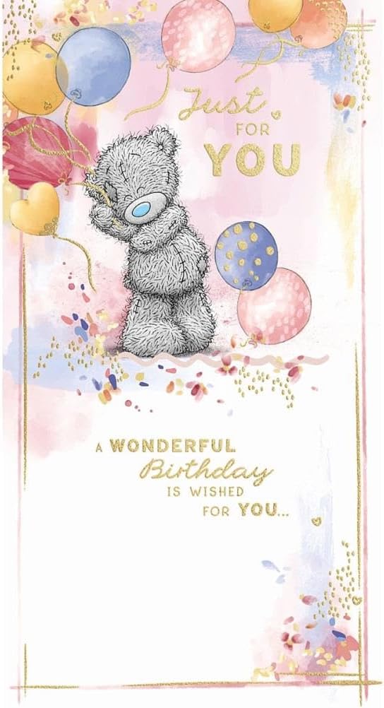 Bear Stood Holding Balloons Just For You Birthday Card