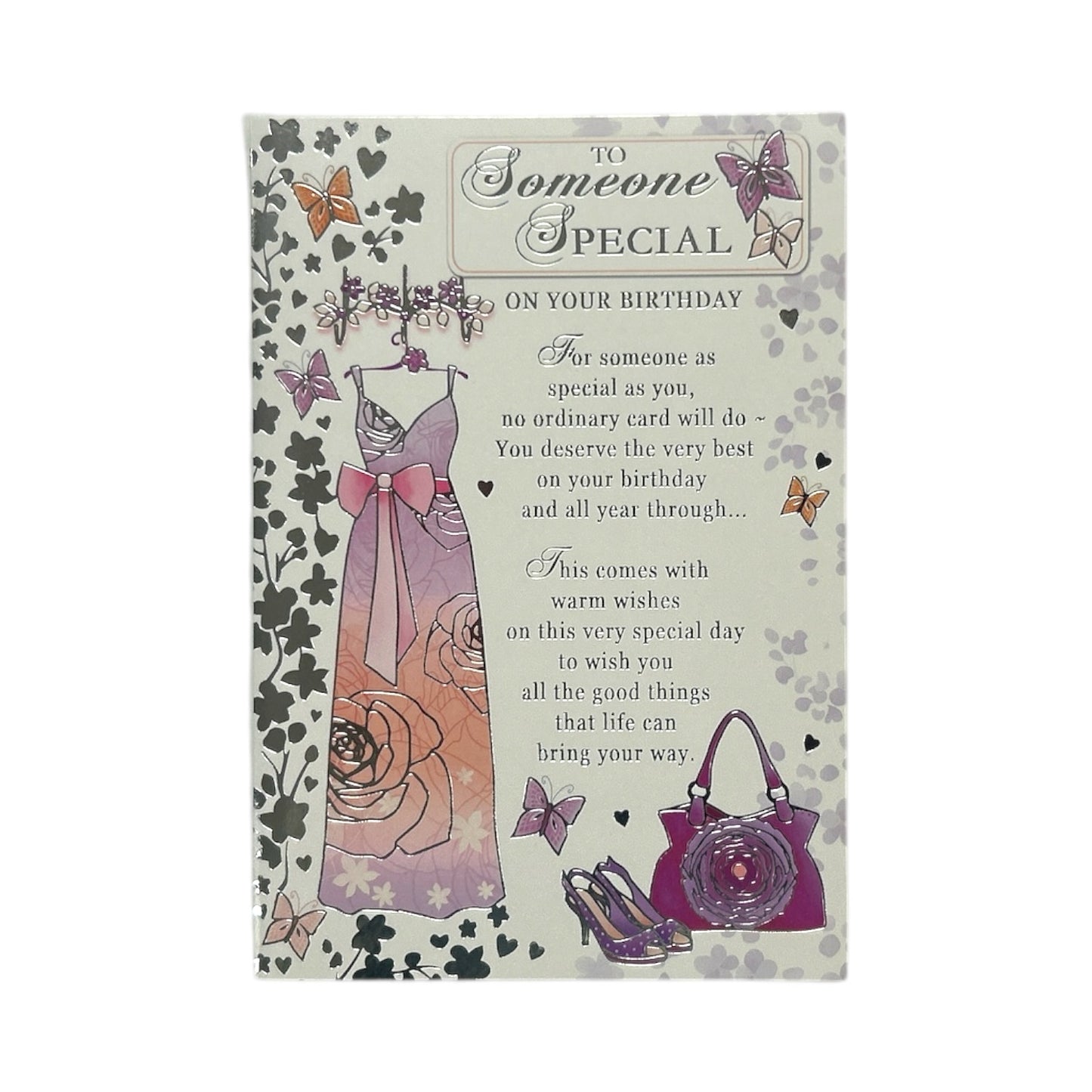 To Someone Special Dress Purse and Shoes Design Birthday Card