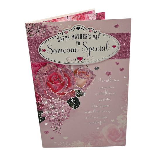Happy Mother's Day To Someone Special Glitter Rose Design Card