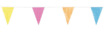 Gingham Multi Colour Mix Bunting 10m with 20 Pennants