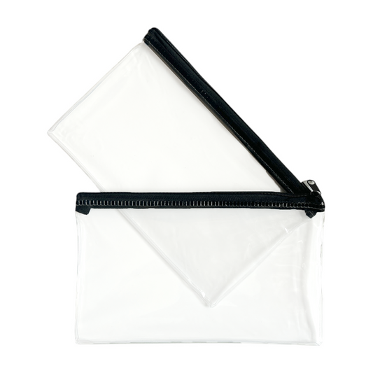 Pack of 2 Janrax 8x5" Black Zip Clear Exam Pencil Cases