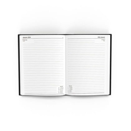 Janrax 2024 A5 Day Per Page Black Desk Diary